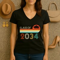 Class Of 2034 Grow With Me Pre-K Graduate Vintage Women's V-Neck T-Shirt