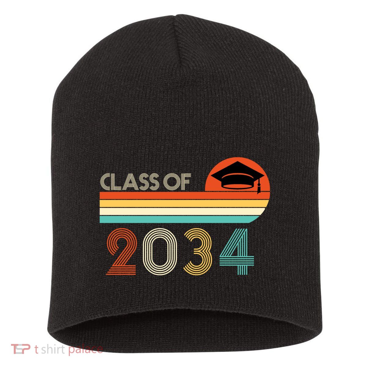 Class Of 2034 Grow With Me Pre-K Graduate Vintage Short Acrylic Beanie