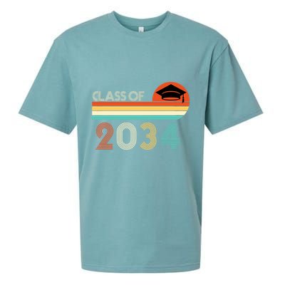 Class Of 2034 Grow With Me Pre-K Graduate Vintage Sueded Cloud Jersey T-Shirt