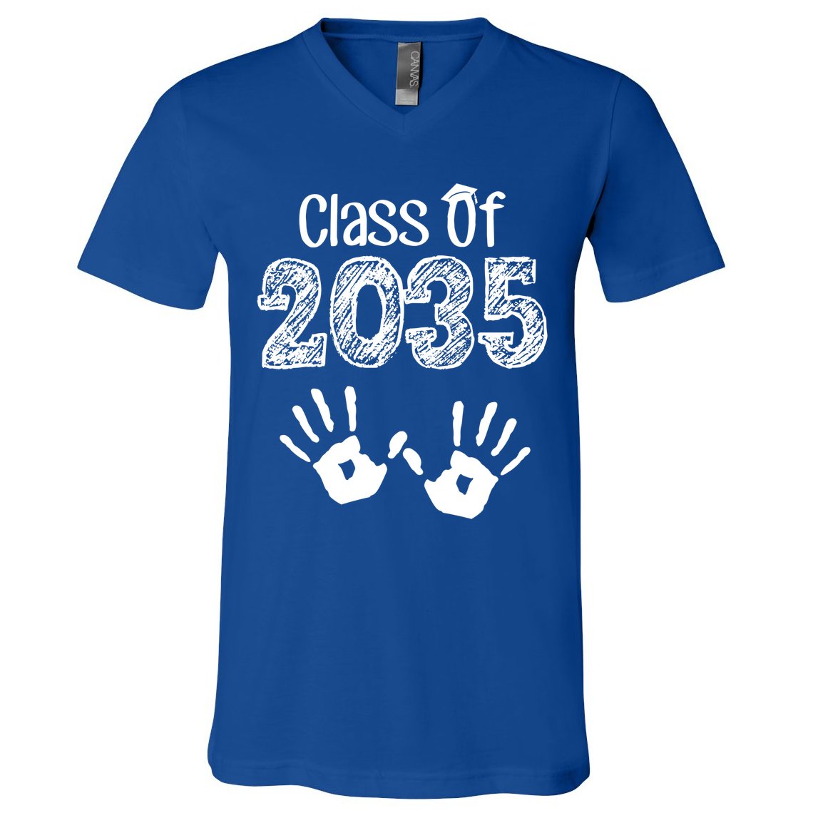 Class of 2035 Grow With Me Handprint Pre-K V-Neck T-Shirt