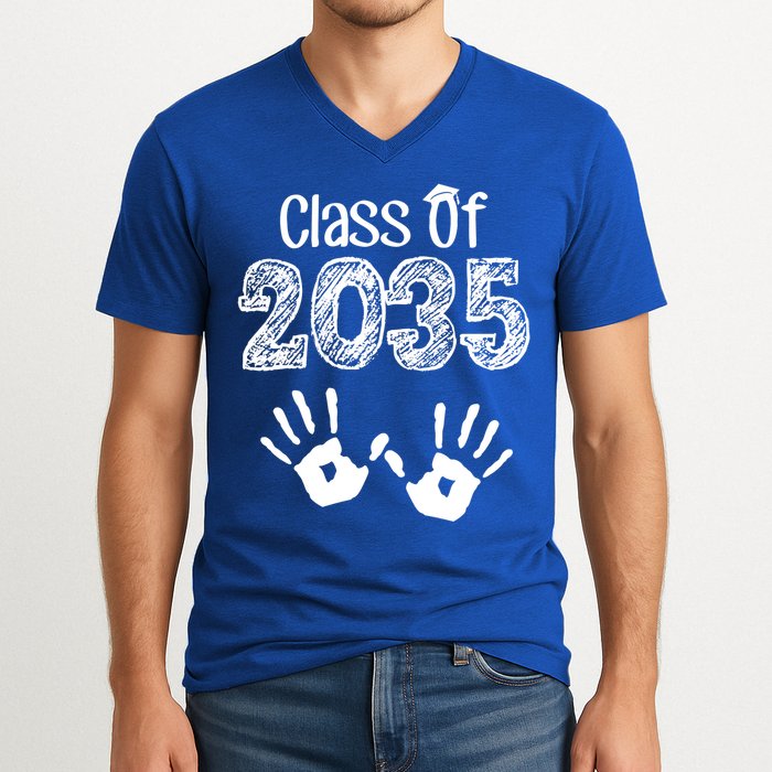 Class of 2035 Grow With Me Handprint Pre-K V-Neck T-Shirt