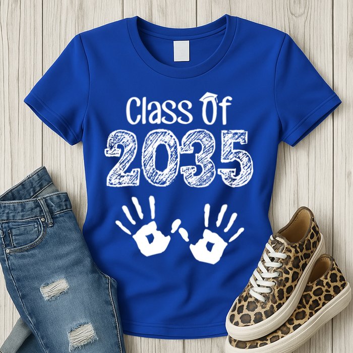 Class of 2035 Grow With Me Handprint Pre-K Womens T-Shirt
