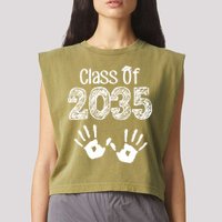 Class of 2035 Grow With Me Handprint Pre-K Garment-Dyed Women's Muscle Tee