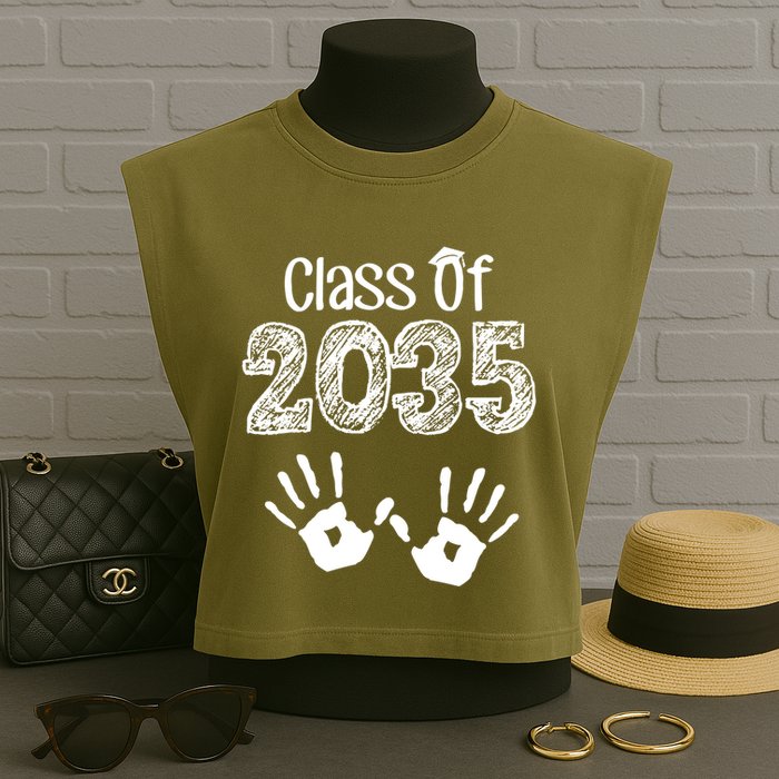 Class of 2035 Grow With Me Handprint Pre-K Garment-Dyed Women's Muscle Tee