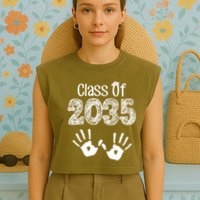 Class of 2035 Grow With Me Handprint Pre-K Garment-Dyed Women's Muscle Tee