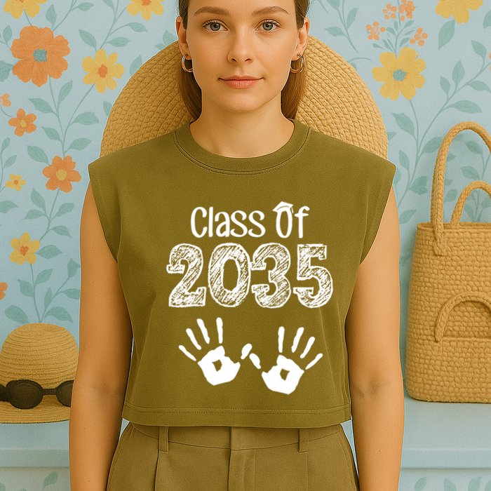 Class of 2035 Grow With Me Handprint Pre-K Garment-Dyed Women's Muscle Tee
