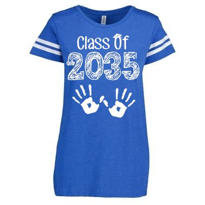 Class of 2035 Grow With Me Handprint Pre-K Enza Ladies Jersey Football T-Shirt