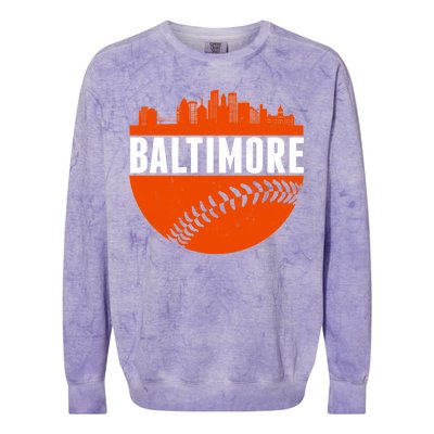 Classic Baltimore Skyline Baseball  Colorblast Crewneck Sweatshirt