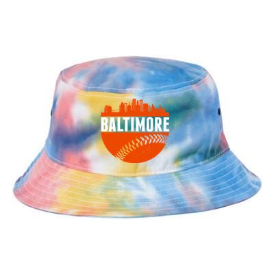 Classic Baltimore Skyline Baseball  Tie Dye Newport Bucket Hat