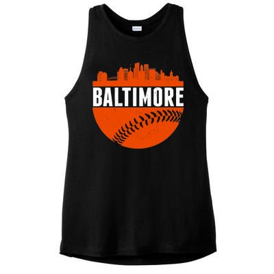 Classic Baltimore Skyline Baseball  Ladies PosiCharge Tri-Blend Wicking Tank