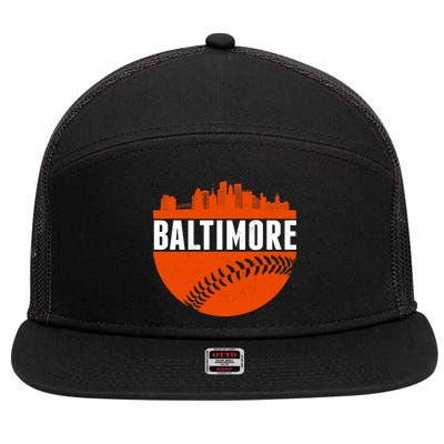 Classic Baltimore Skyline Baseball  7 Panel Mesh Trucker Snapback Hat