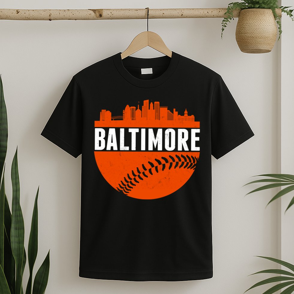 Classic Baltimore Skyline Baseball  T-Shirt