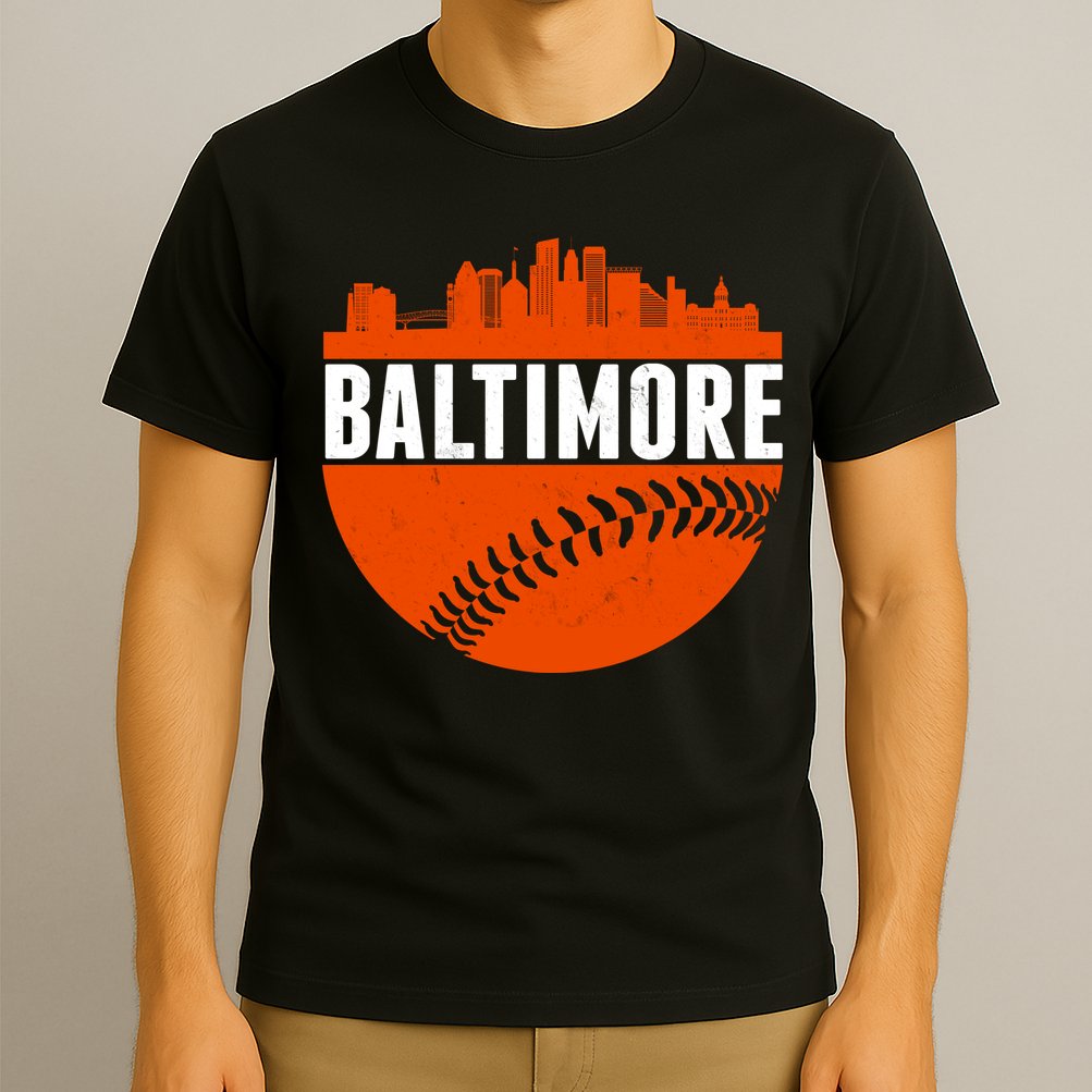 Classic Baltimore Skyline Baseball  T-Shirt