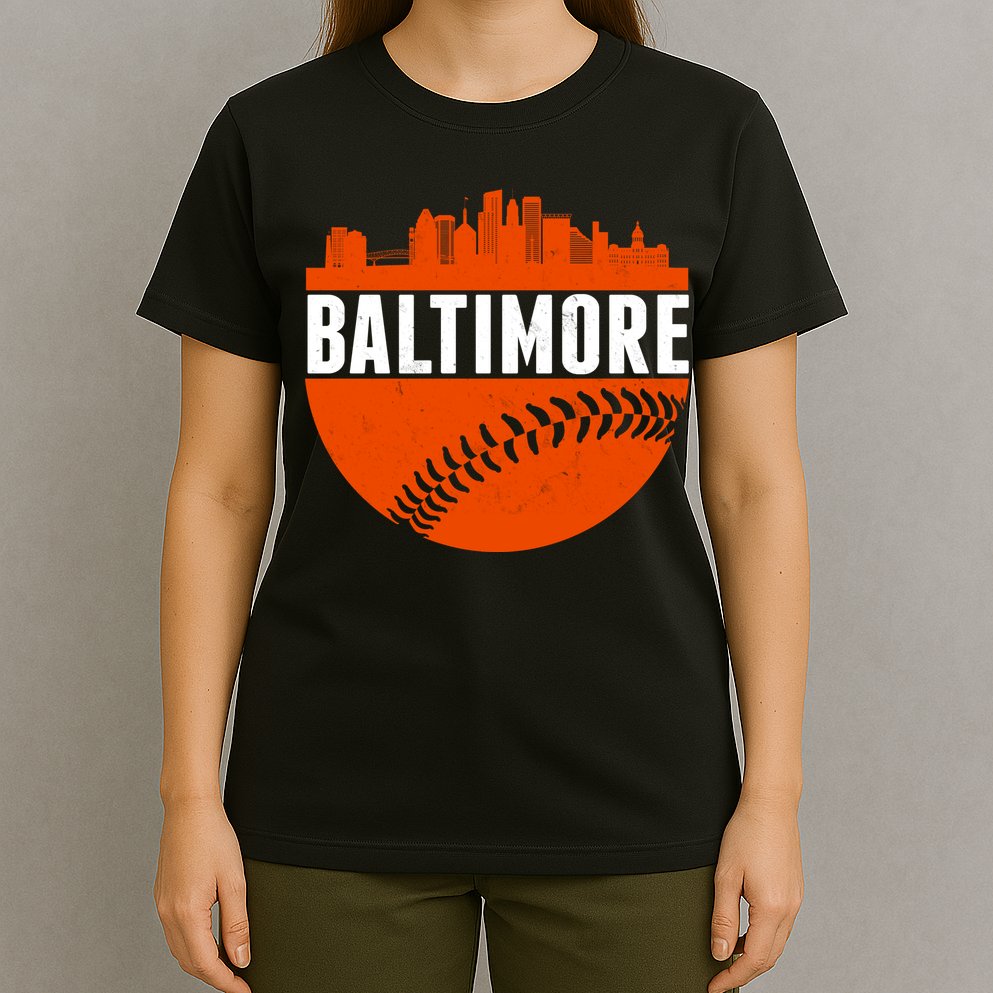 Classic Baltimore Skyline Baseball  T-Shirt