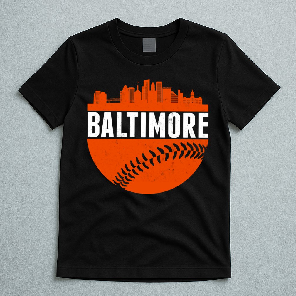 Classic Baltimore Skyline Baseball  T-Shirt