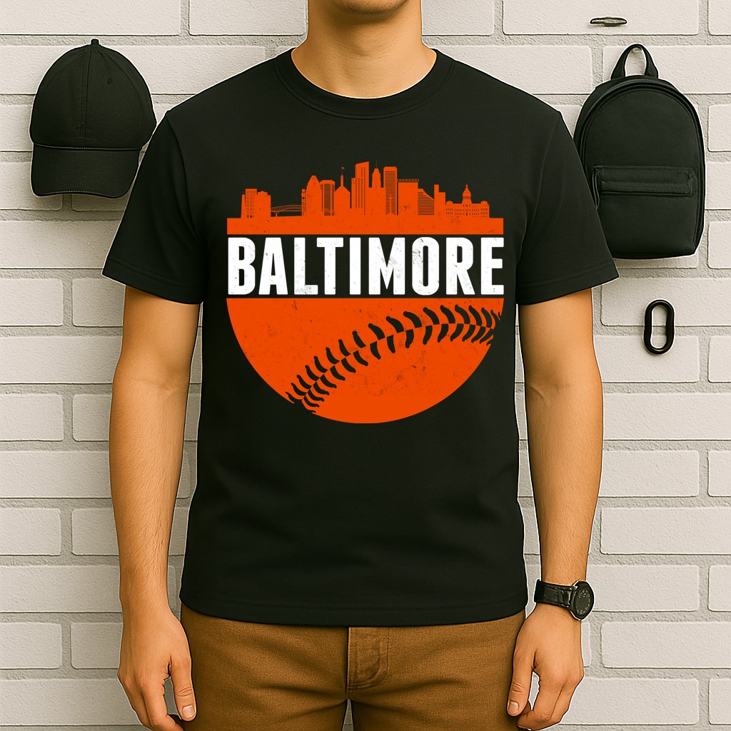 Classic Baltimore Skyline Baseball  T-Shirt