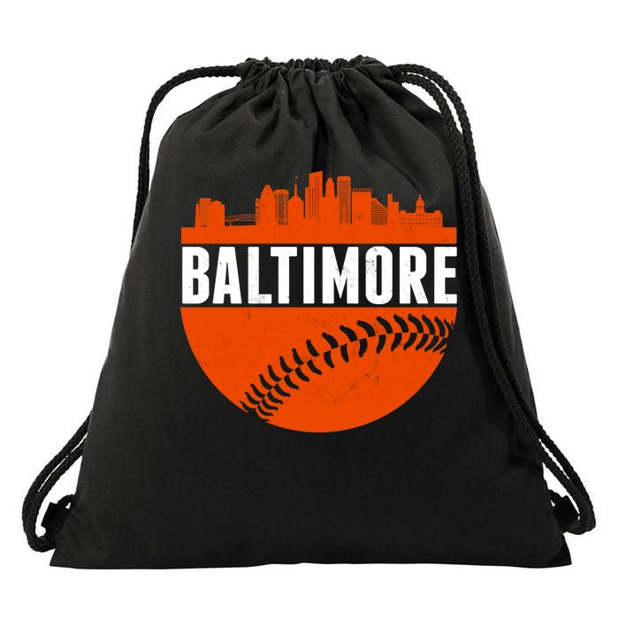 Classic Baltimore Skyline Baseball  Drawstring Bag