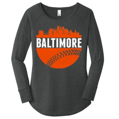 Classic Baltimore Skyline Baseball  Women's Perfect Tri Tunic Long Sleeve Shirt