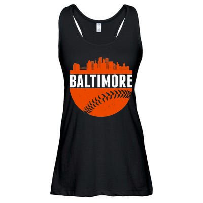 Classic Baltimore Skyline Baseball  Ladies Essential Flowy Tank