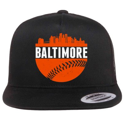 Classic Baltimore Skyline Baseball  Flat Bill Trucker Hat