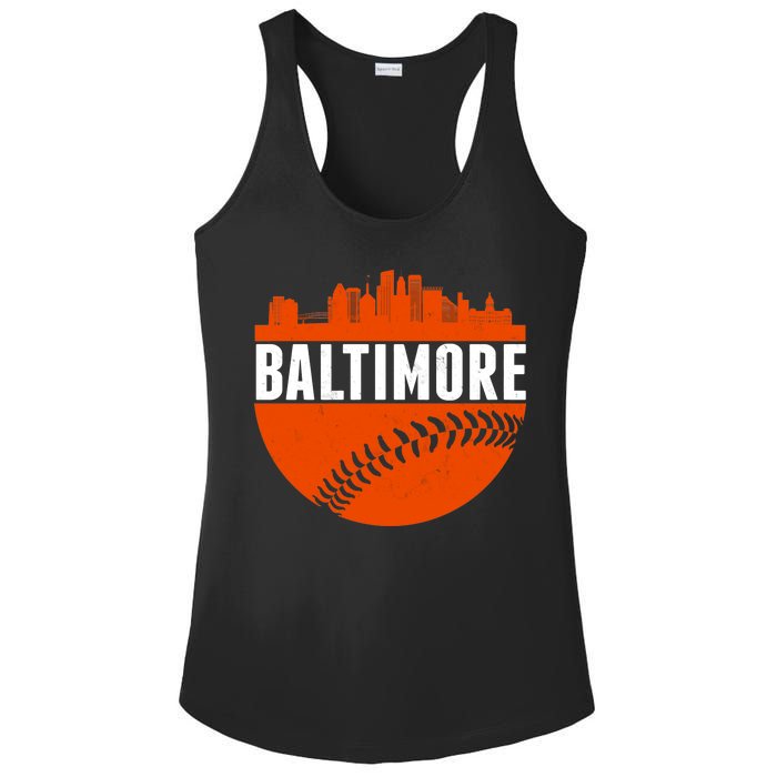 Classic Baltimore Skyline Baseball  Ladies PosiCharge Competitor Racerback Tank