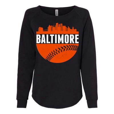 Classic Baltimore Skyline Baseball  Womens California Wash Sweatshirt