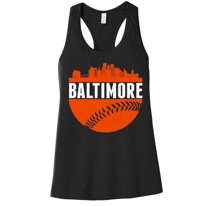 Classic Baltimore Skyline Baseball  Women's Racerback Tank