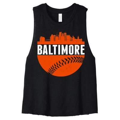 Classic Baltimore Skyline Baseball  Women's Racerback Cropped Tank