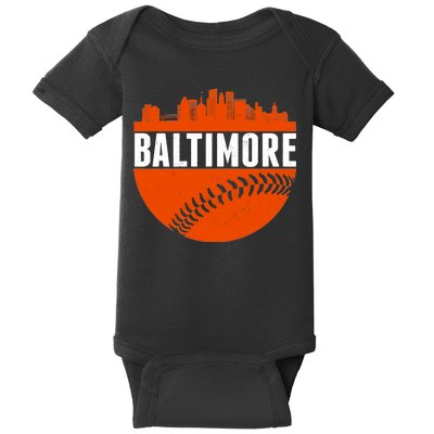 Classic Baltimore Skyline Baseball  Baby Bodysuit