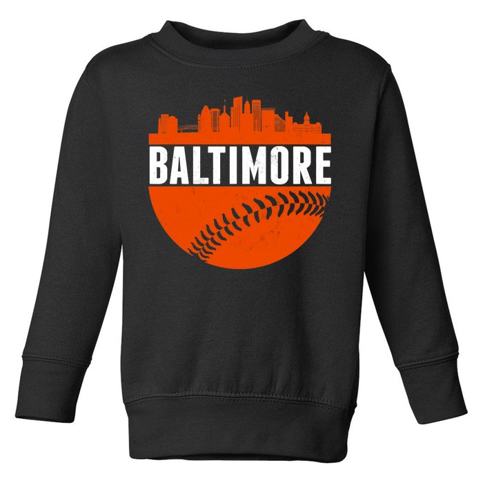 Classic Baltimore Skyline Baseball  Toddler Sweatshirt