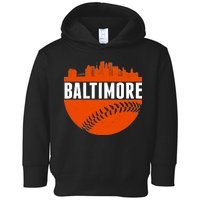 Classic Baltimore Skyline Baseball  Toddler Hoodie