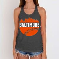 Classic Baltimore Skyline Baseball  Women's Knotted Racerback Tank