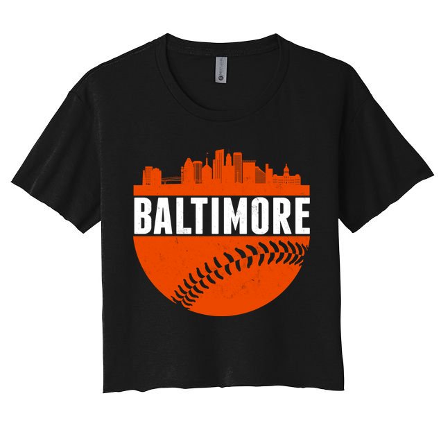 Classic Baltimore Skyline Baseball  Crop Top