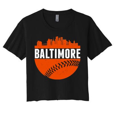 Classic Baltimore Skyline Baseball  Women's Crop Top Tee