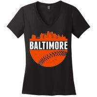 Classic Baltimore Skyline Baseball  Women's V-Neck T-Shirt