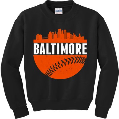 Classic Baltimore Skyline Baseball  Kids Sweatshirt