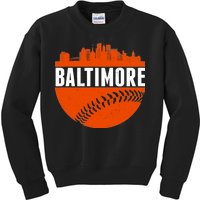 Classic Baltimore Skyline Baseball  Kids Sweatshirt