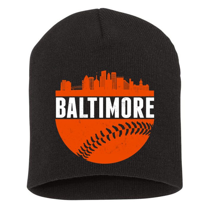 Classic Baltimore Skyline Baseball  Short Acrylic Beanie