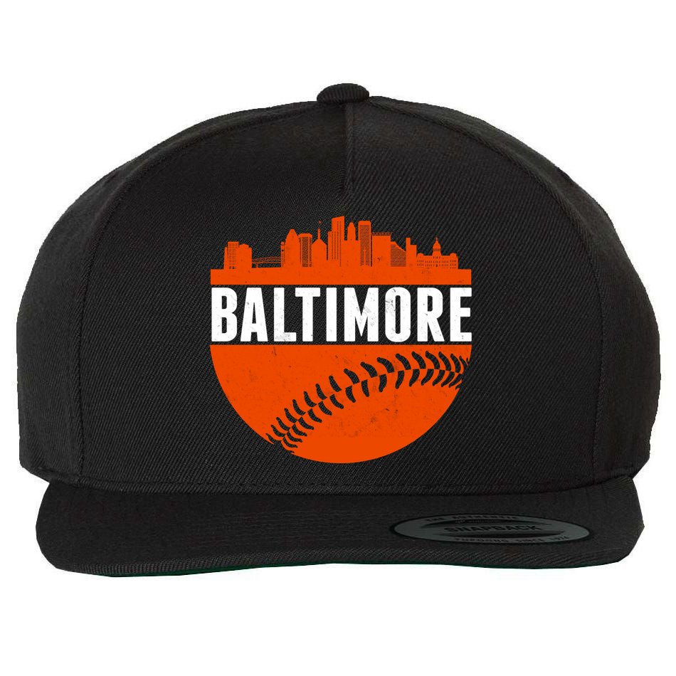 Classic Baltimore Skyline Baseball  Wool Snapback Cap
