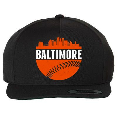 Classic Baltimore Skyline Baseball  Wool Snapback Cap