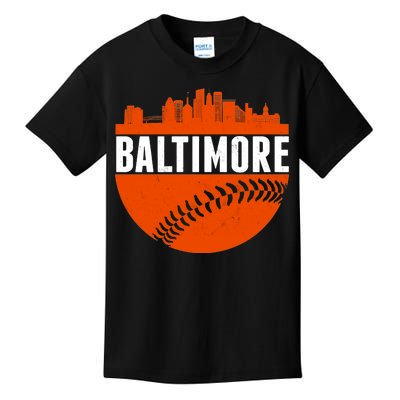 Classic Baltimore Skyline Baseball  Kids T-Shirt