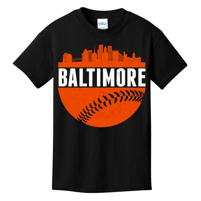 Classic Baltimore Skyline Baseball  Kids T-Shirt