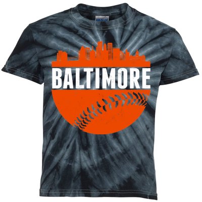 Classic Baltimore Skyline Baseball  Kids Tie-Dye T-Shirt