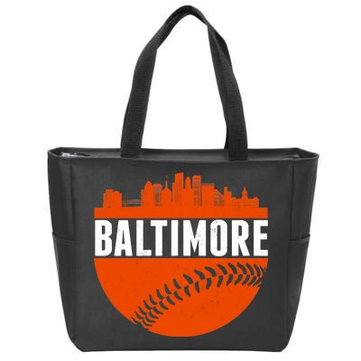 Classic Baltimore Skyline Baseball  Zip Tote Bag