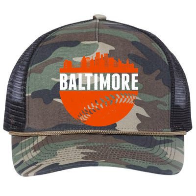 Classic Baltimore Skyline Baseball  Retro Rope Trucker Hat Cap