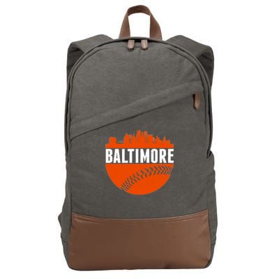 Classic Baltimore Skyline Baseball  Cotton Canvas Backpack