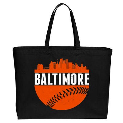 Classic Baltimore Skyline Baseball  Cotton Canvas Jumbo Tote