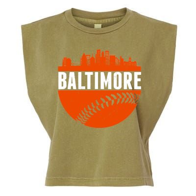 Classic Baltimore Skyline Baseball  Garment-Dyed Women's Muscle Tee