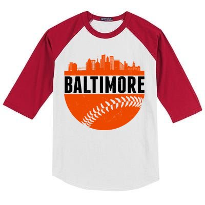 Classic Baltimore Skyline Baseball  Kids Colorblock Raglan Jersey