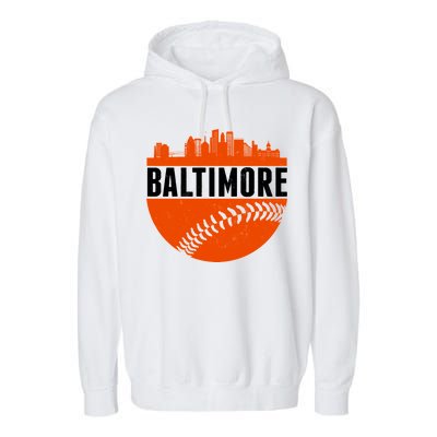 Classic Baltimore Skyline Baseball  Garment-Dyed Fleece Hoodie